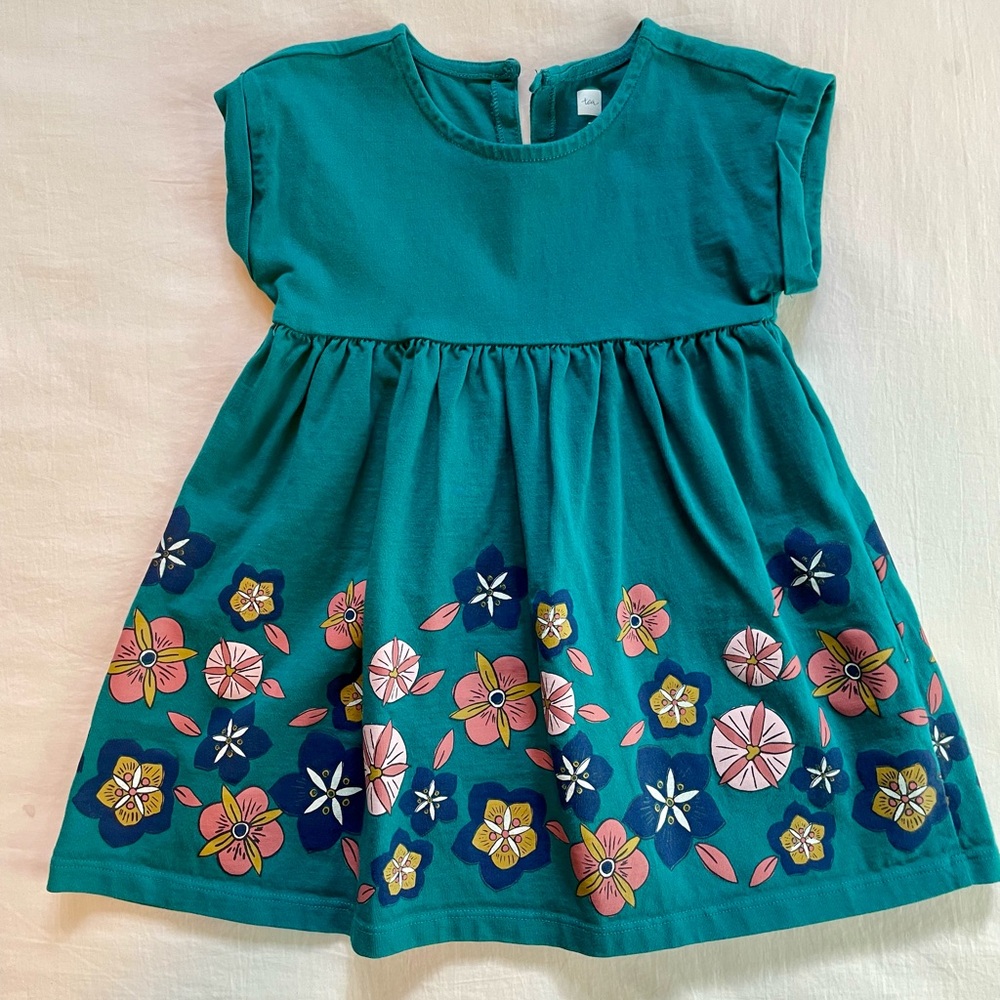Tea Collection Floral Teal Girls Dress